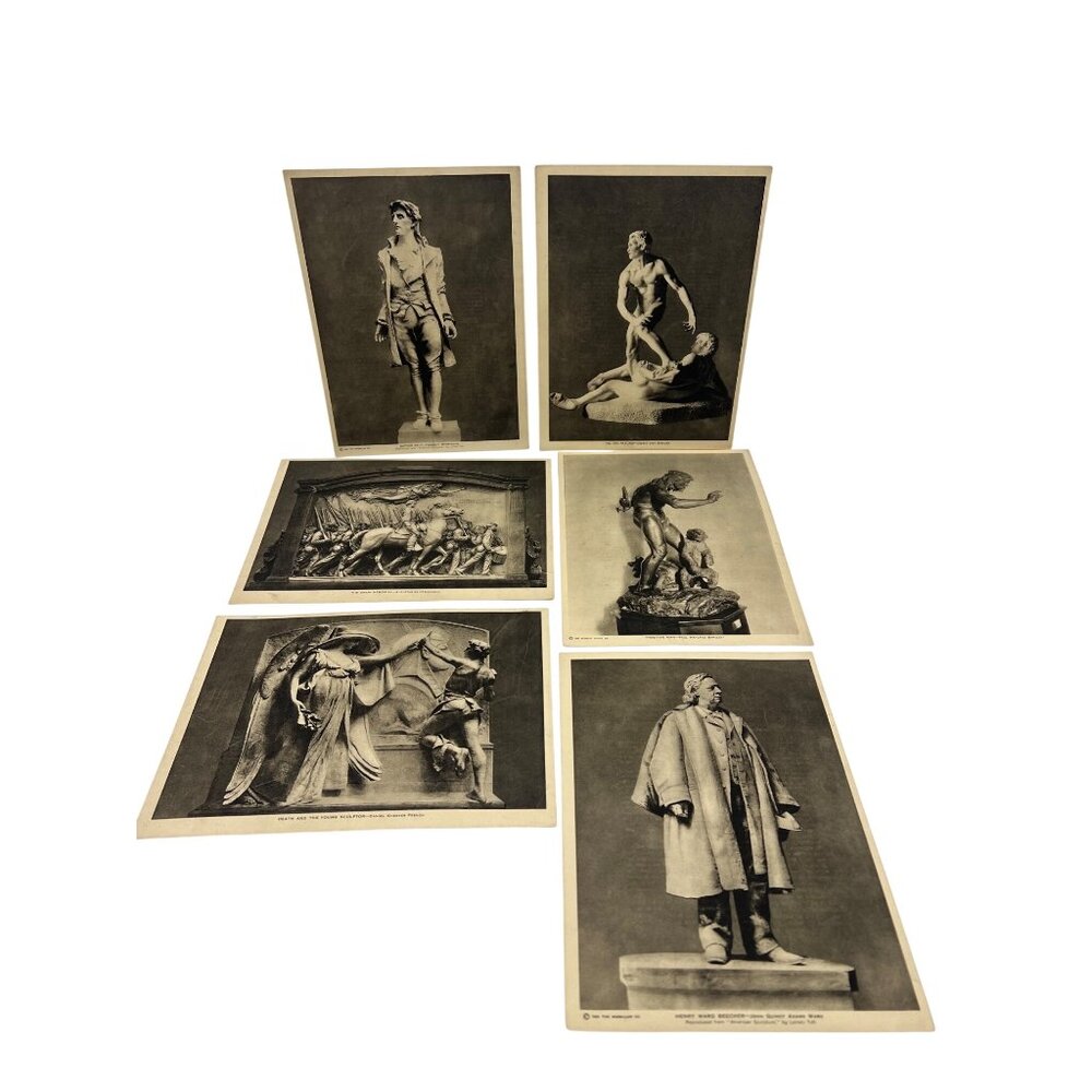 1913 The Mentor Association American Sculpture Prints Six Antique Gravure Art